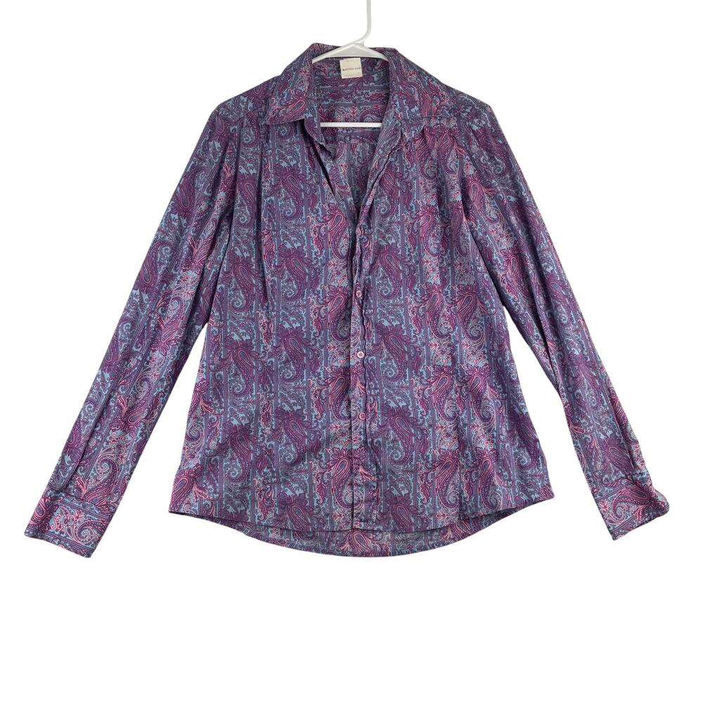 Craig Taylor Grace Fit Button Up Shirt Womens Large Wisteria Lane Purple Paisley
